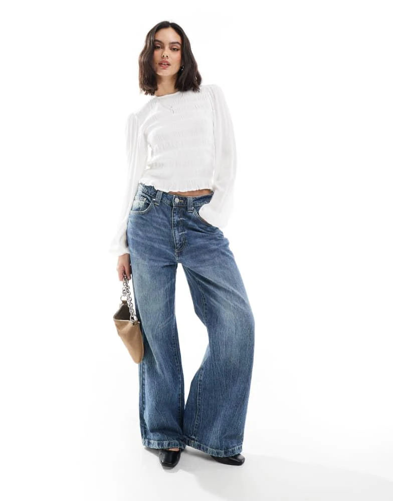 Stradivarius Stradivarius smocked blouse in white 3