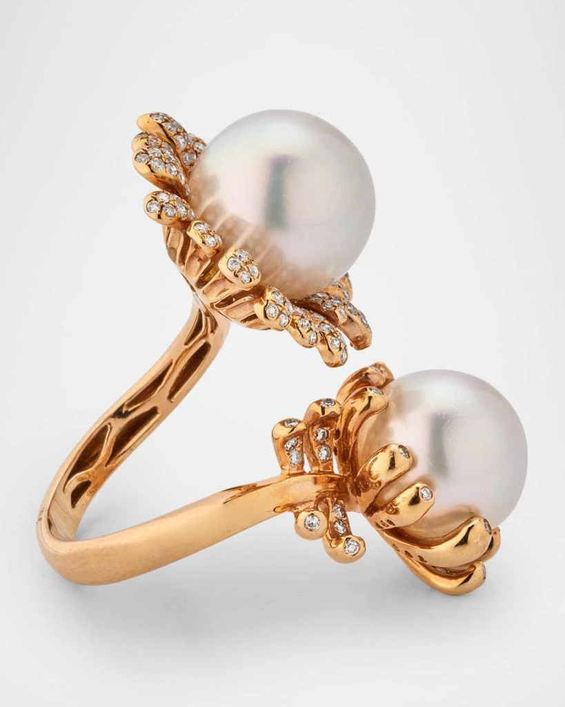 BELPEARL 18K Rose Gold South Sea Pearl Ring with Diamonds, Size 7 4