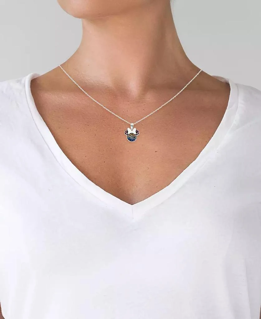 Disney Children's 2-Pc. Set Crystal Multicolor Minnie Mouse Pendant Necklace and Stud Earrings in Sterling Silver 3
