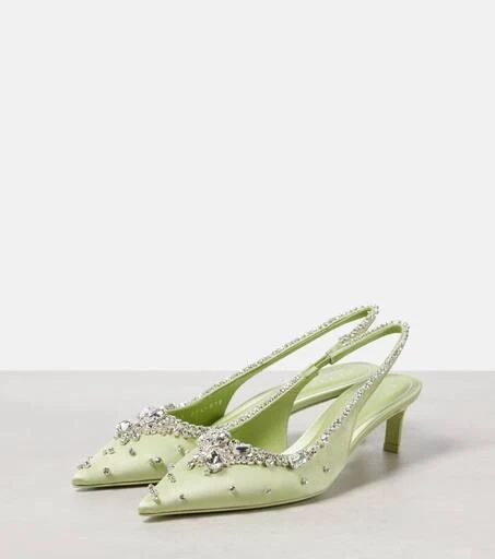 Gucci Crystal-embellished satin slingback pumps 4
