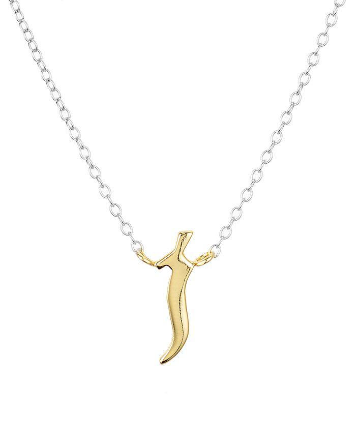 Argento Vivo Two Tone Gothic Initial Pendant Necklace, 16"