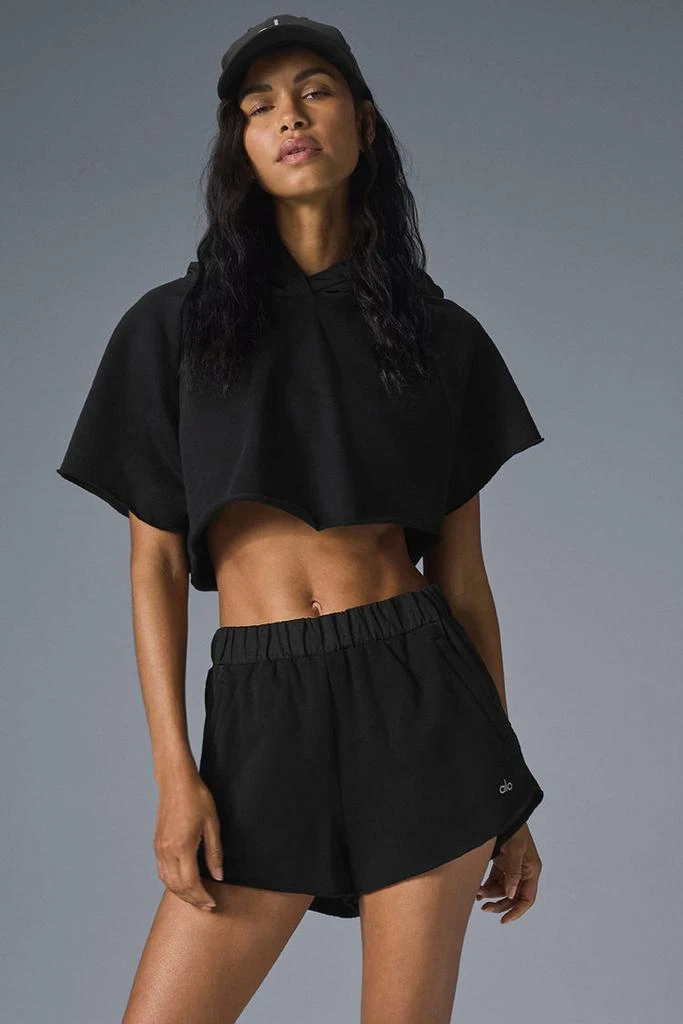 Alo Cropped In The Air Short Sleeve Hoodie - Black 1