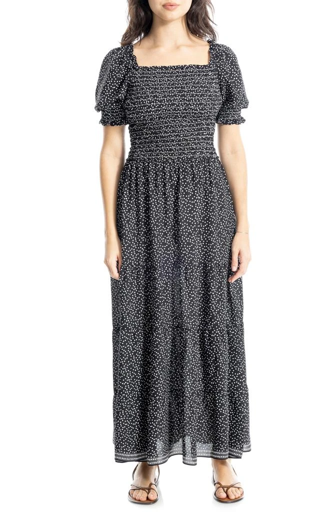 Max Studio Short Sleeve Smocked Tiered Maxi Dress 6