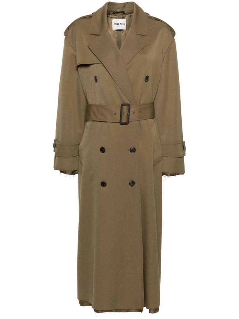 Miu Miu Raw-Cut Maxi Trench Coat – On Sale Now with Up to 39% Off