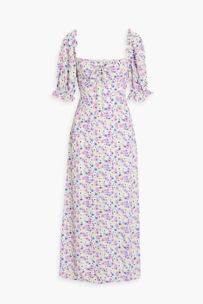 Rixo Montenegro ruffle-trimmed floral-print crepe midi dress