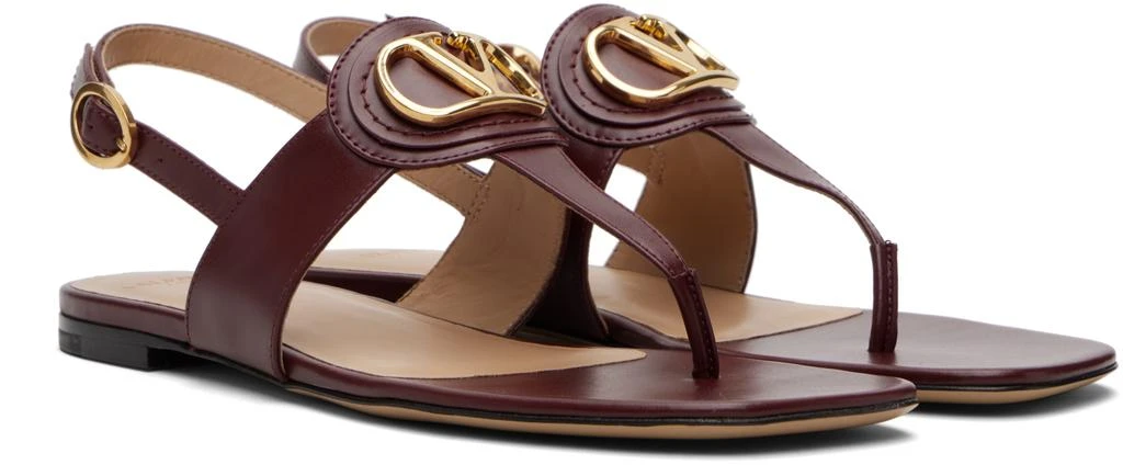 Valentino Burgundy VLogo Thong Sandals 4