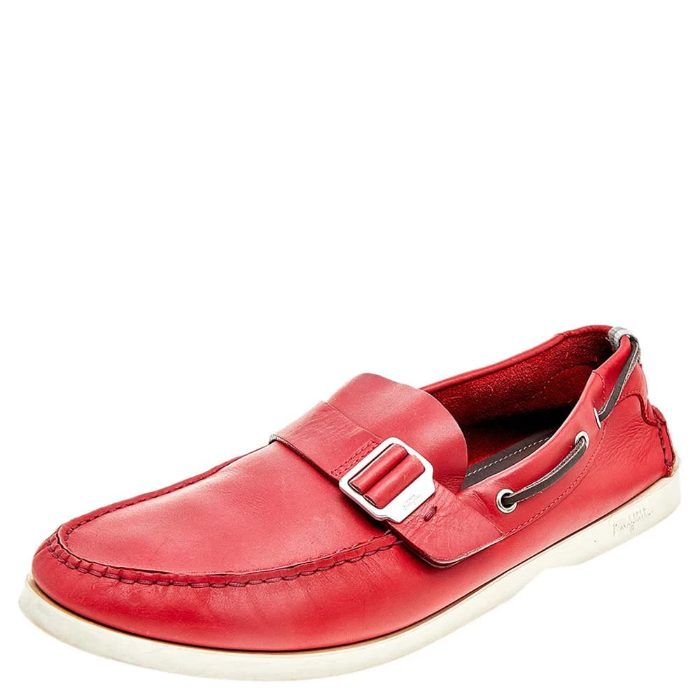 Salvatore Ferragamo Salvatore Ferragamo Red Leather Slip On Loafers Size 46 1