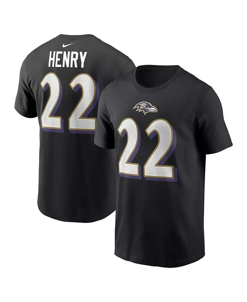 NIKE Men's Derrick Henry Black Baltimore Ravens Player Name Number T-Shirt 1
