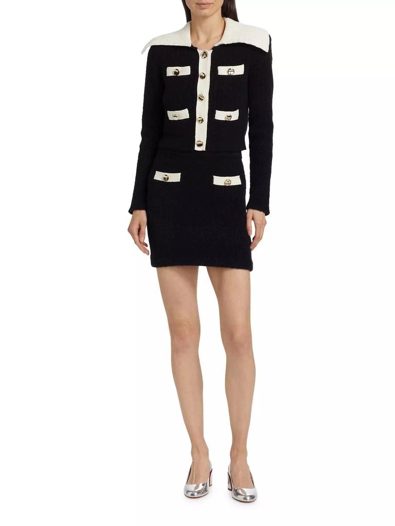 Self Portrait Two-Tone Gold-Tone Button Cardigan 2