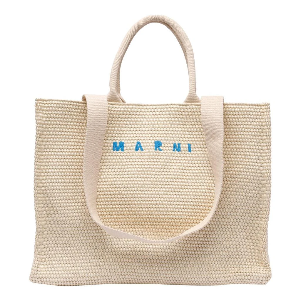 Marni Marni Logo Embroidered Woven Tote Bag 1