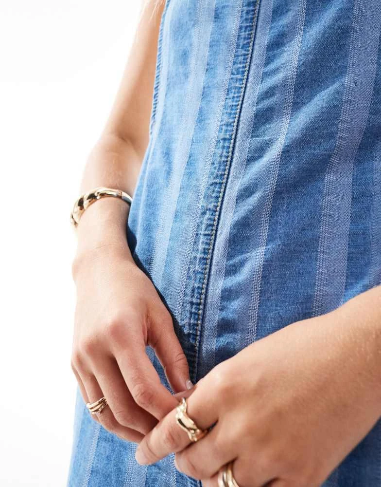 ASOS ASOS DESIGN soft denim wide leg jumpsuit in blue stripe 4