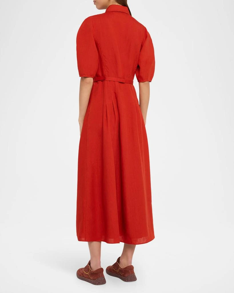 Gabriela Hearst Maude Puff-Sleeve Belted Linen Midi Shirtdress 3