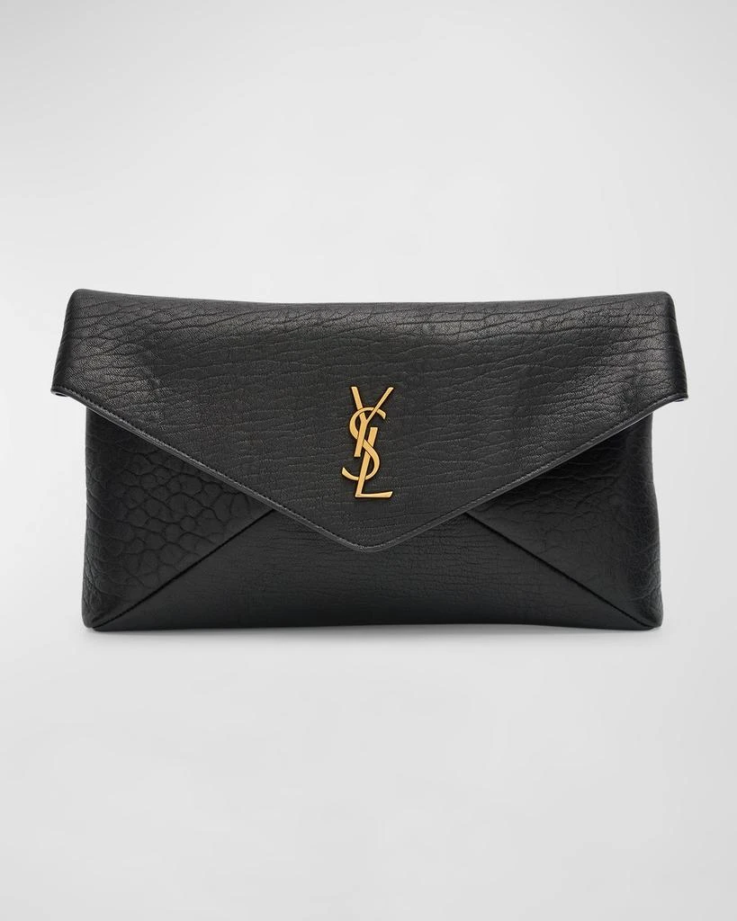 Yves Saint Laurent Large YSL Envelope Pouch Clutch Bag in Leather 1