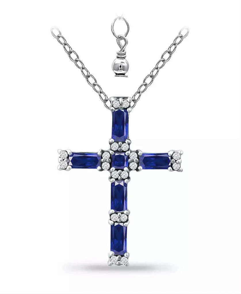 Giani Bernini Simulated Blue Sapphire and Cubic Zirconia Cross Pendant 1