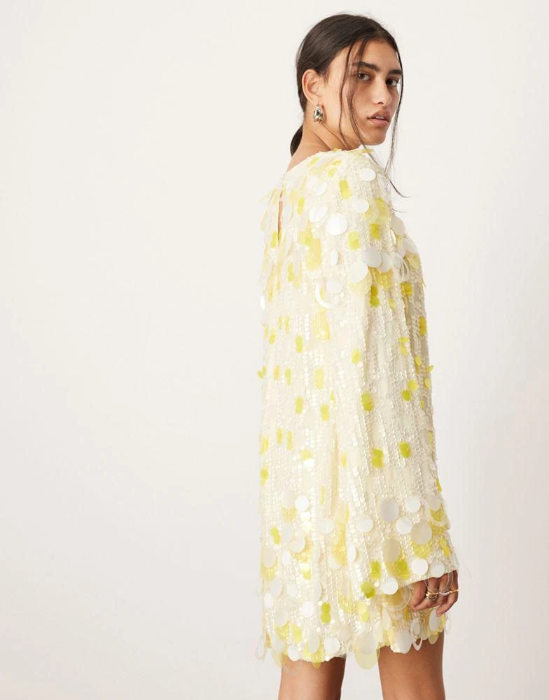 ASOS ASOS EDITION stacked multi sequin loose fit mini dress in yellow 4