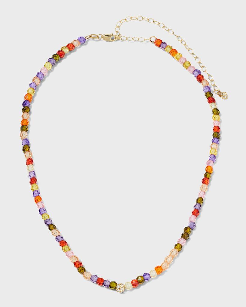 Sydney Evan 4mm Rainbow CZ Choker Necklace with Pave Diamond Ball