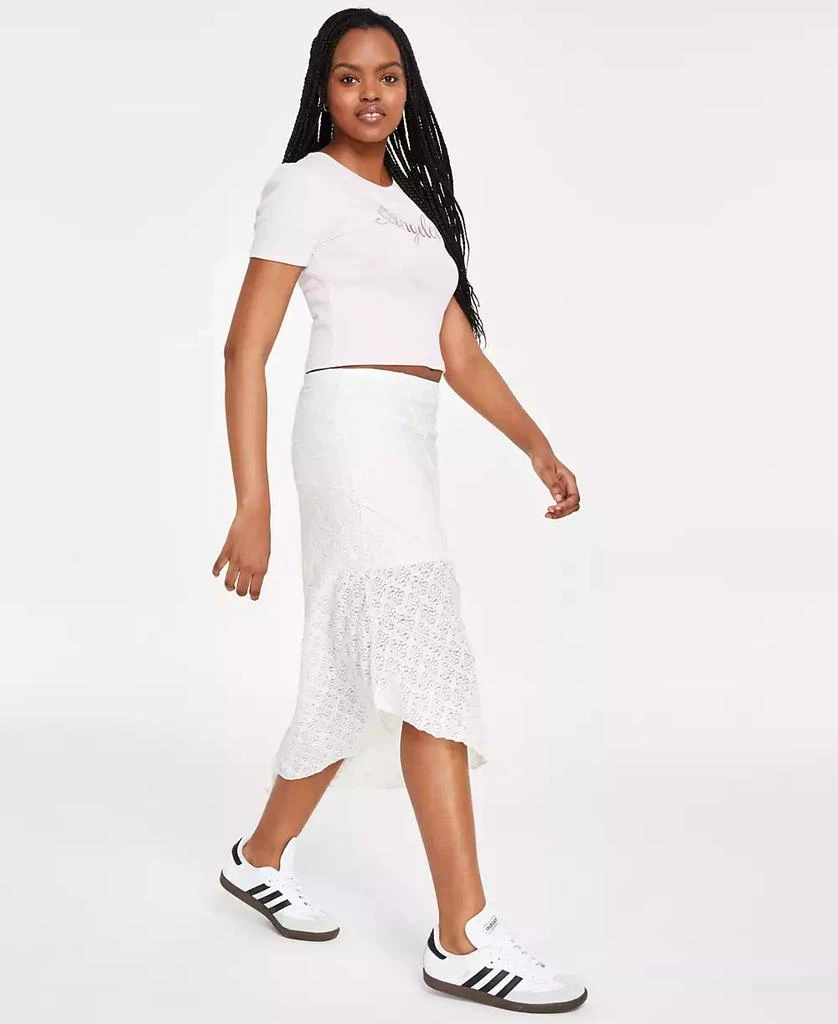 Ultra Flirt Juniors' Lace Pull-On Asymmetric Midi Skirt 3