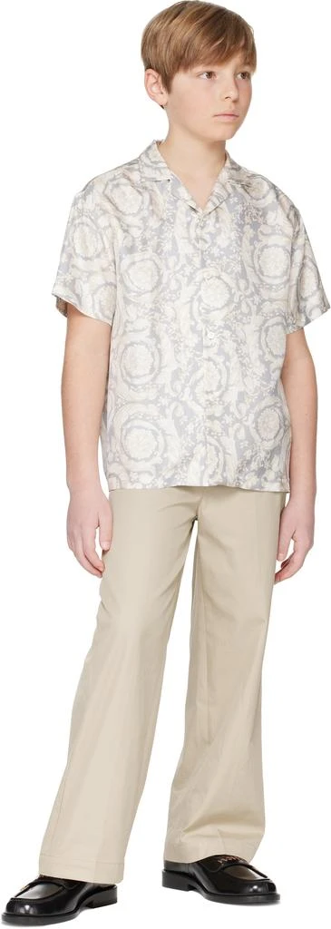 Versace Kids Gray Barocco Silk Shirt 4