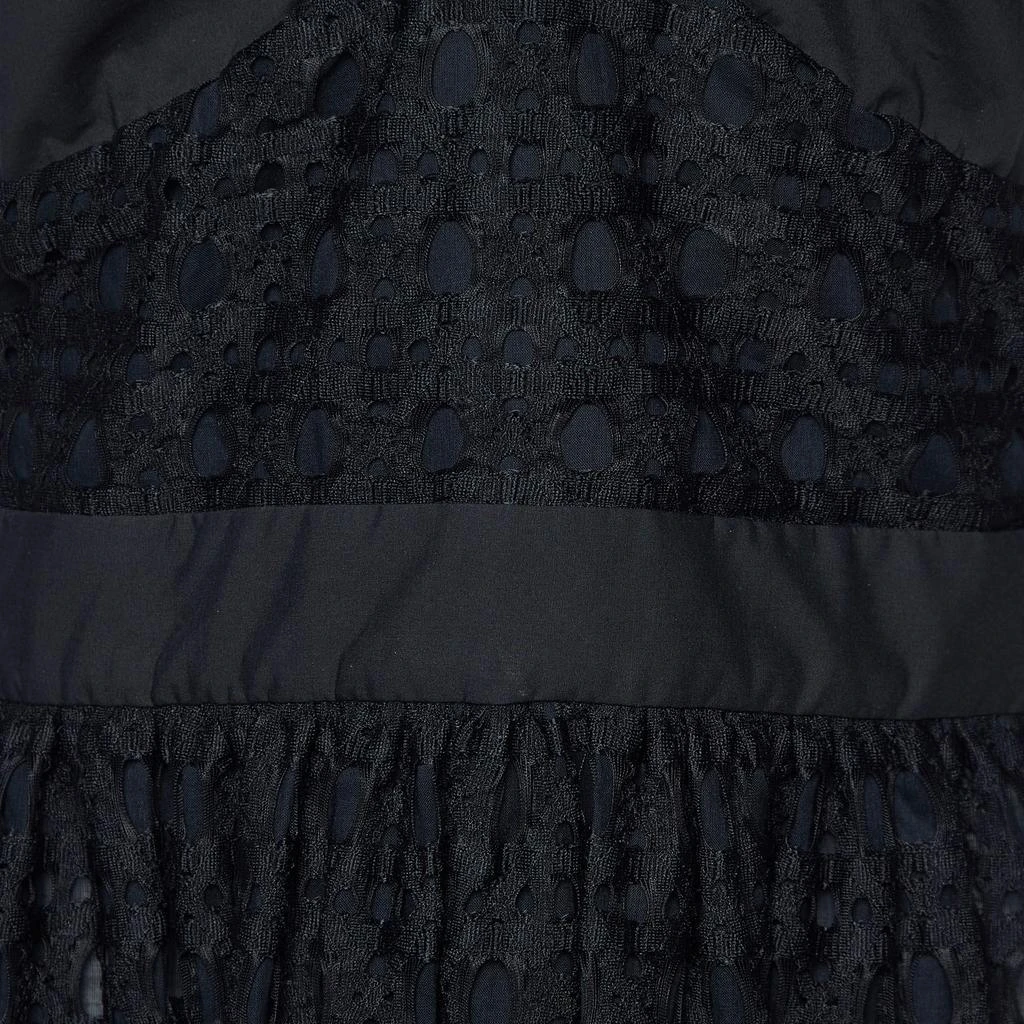 Boutique Moschino Boutique Moschino Black Lace Gathered Neck Dress M 3