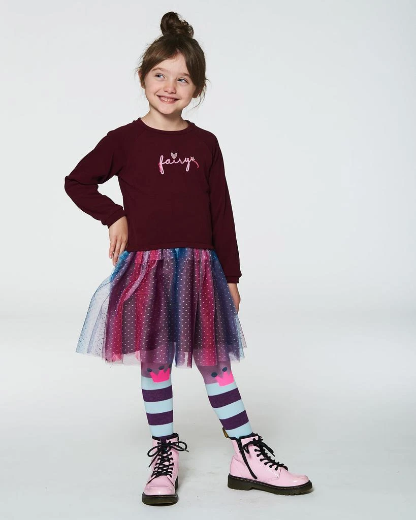 Deux par Deux Bi-Material Dress With Tulle Skirt Burgundy 2