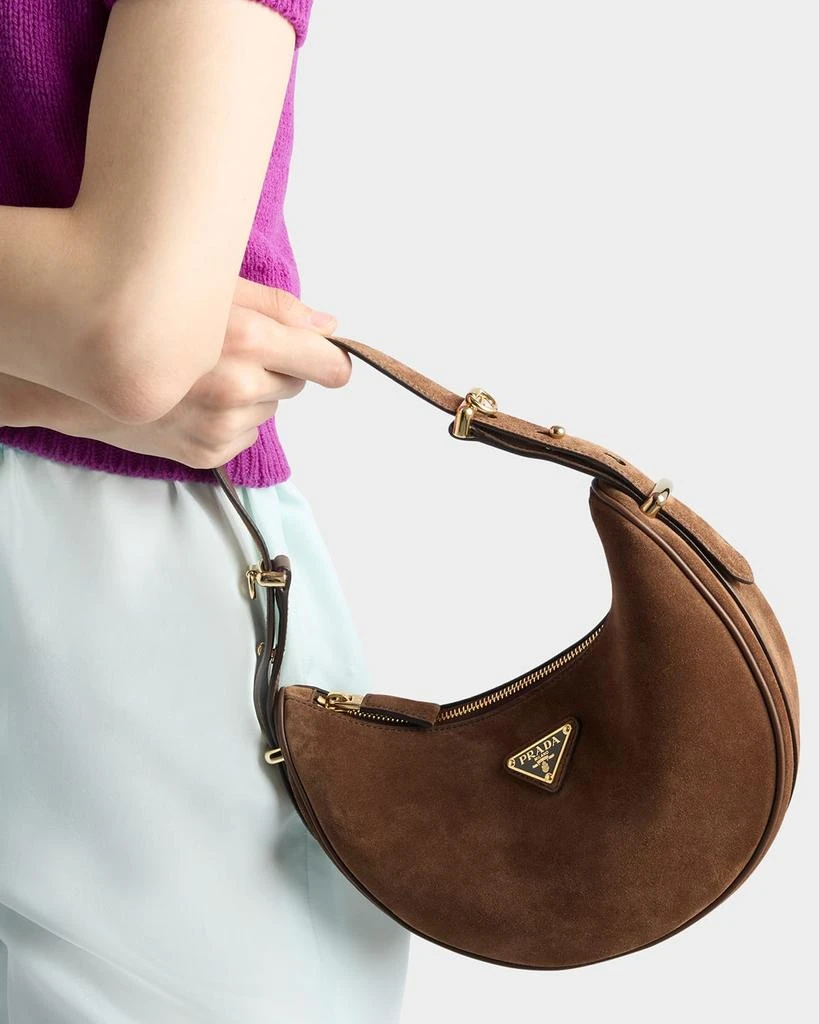Prada Arque Crescent Suede Shoulder Bag 2