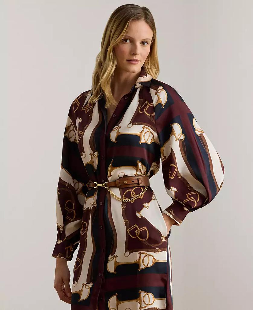 Ralph Lauren Women
s Equestrian-Print Twill Midi Shirt Dress