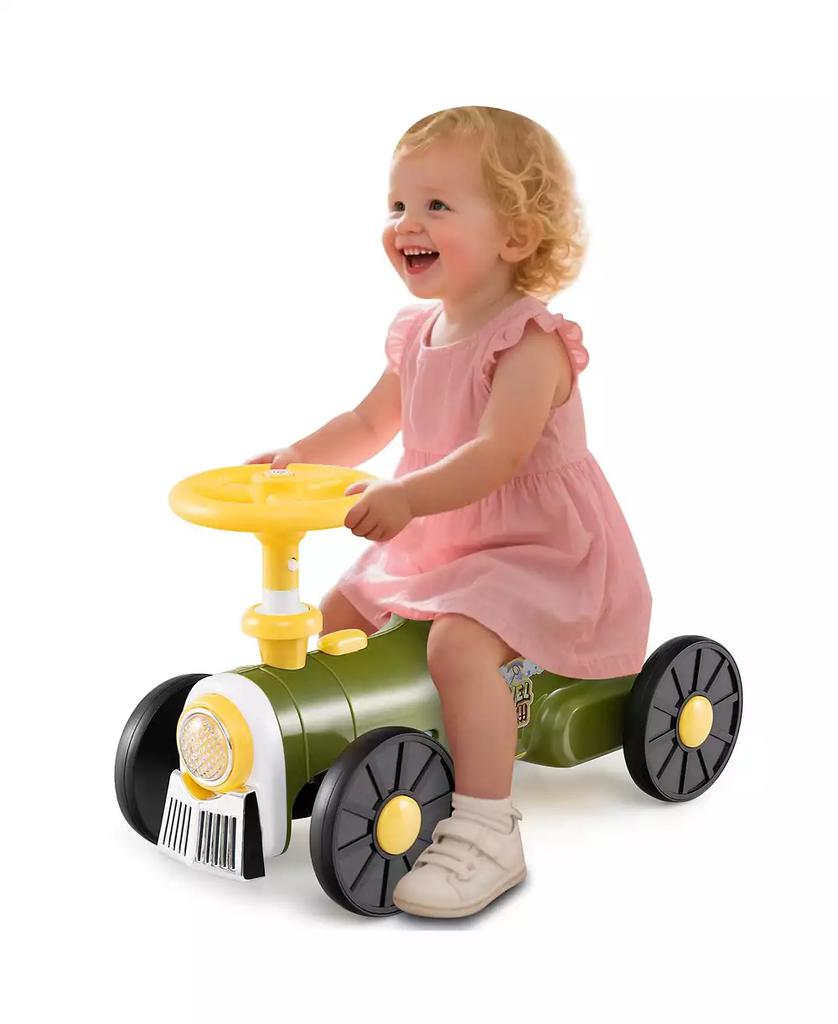 HONGGE Ride-On Train Toy for Toddlers with Steering Wheel and Whistle Sound - Green