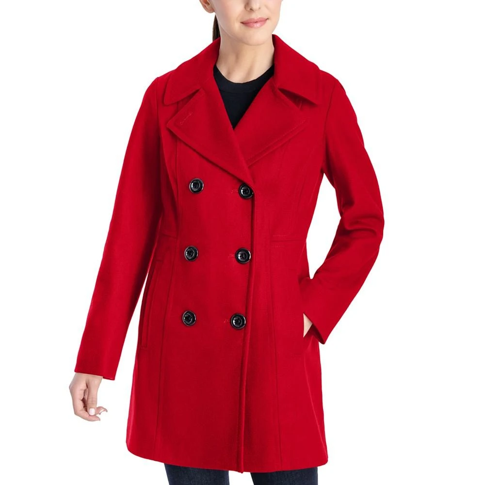 Anne Klein Women's Double-Breasted Wool Blend Peacoat, Created for Macy's 1