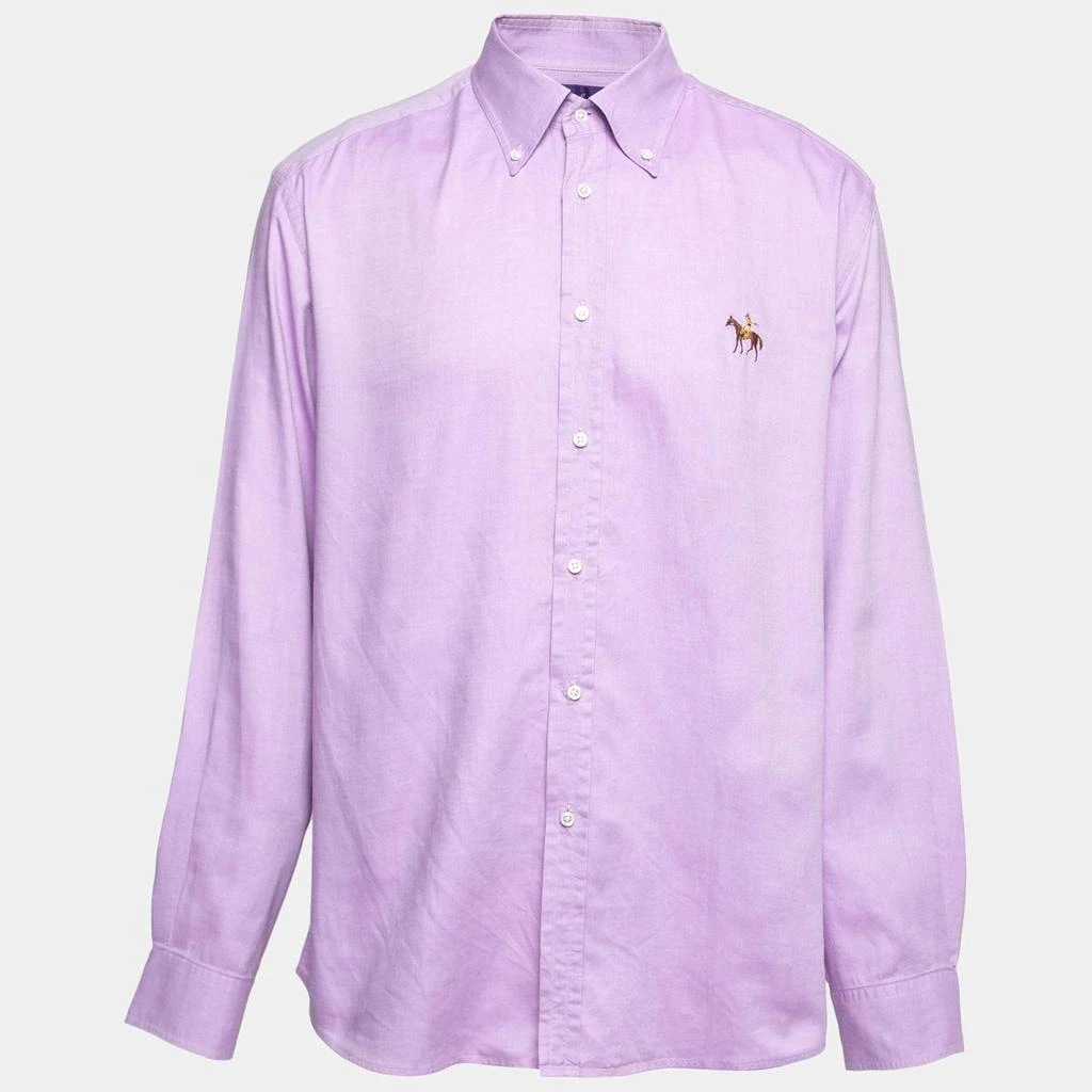 Ralph Lauren Ralph Lauren Lavender Cotton Logo Embroidered Button Down Shirt S 1