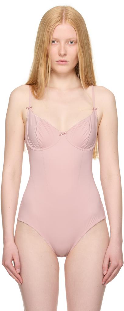 SKIMS Pink Retro Shapewear Unlined Demi Brief Bodysuit