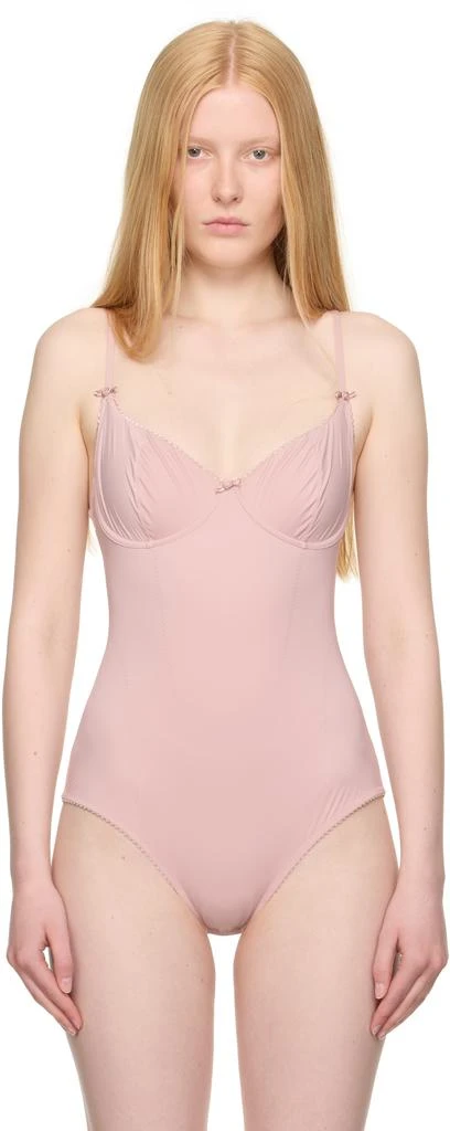 SKIMS Pink Retro Shapewear Unlined Demi Brief Bodysuit 1