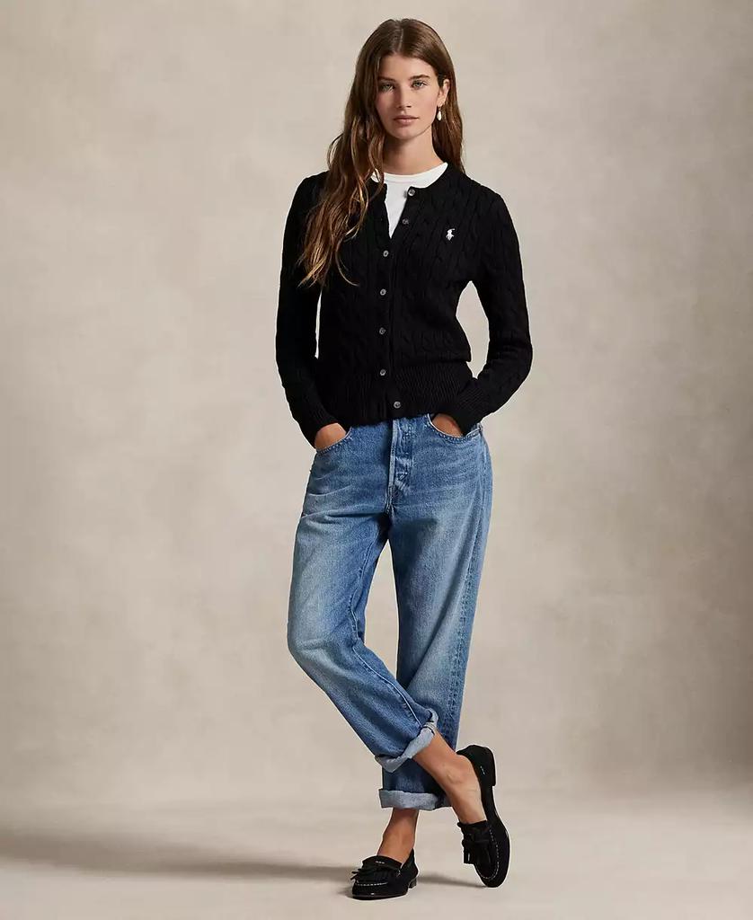 Ralph Lauren Women's Cable-Knit Cotton Crewneck Cardigan Sweater