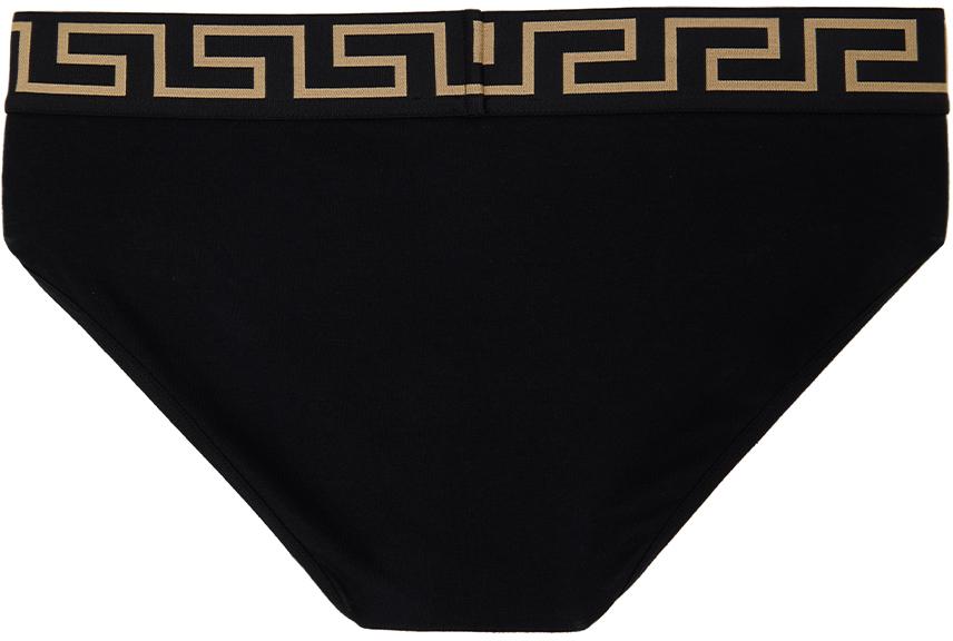 Versace Underwear Black Greca Border Briefs