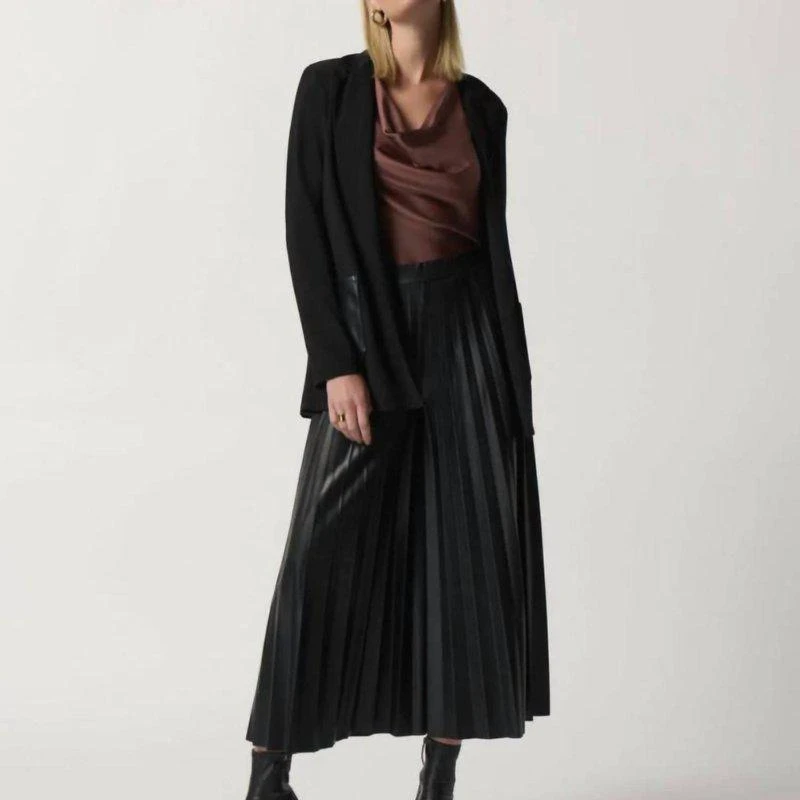 JOSEPH RIBKOFF Black Faux-Leather Pocket Blazer 2