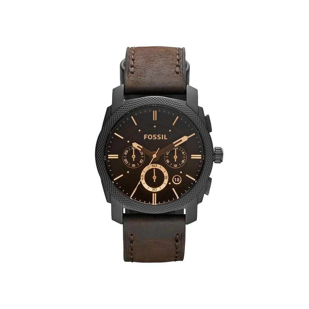 Fossil Machine Mid-Size Chronograph Brown Leather Watch 42mm 1