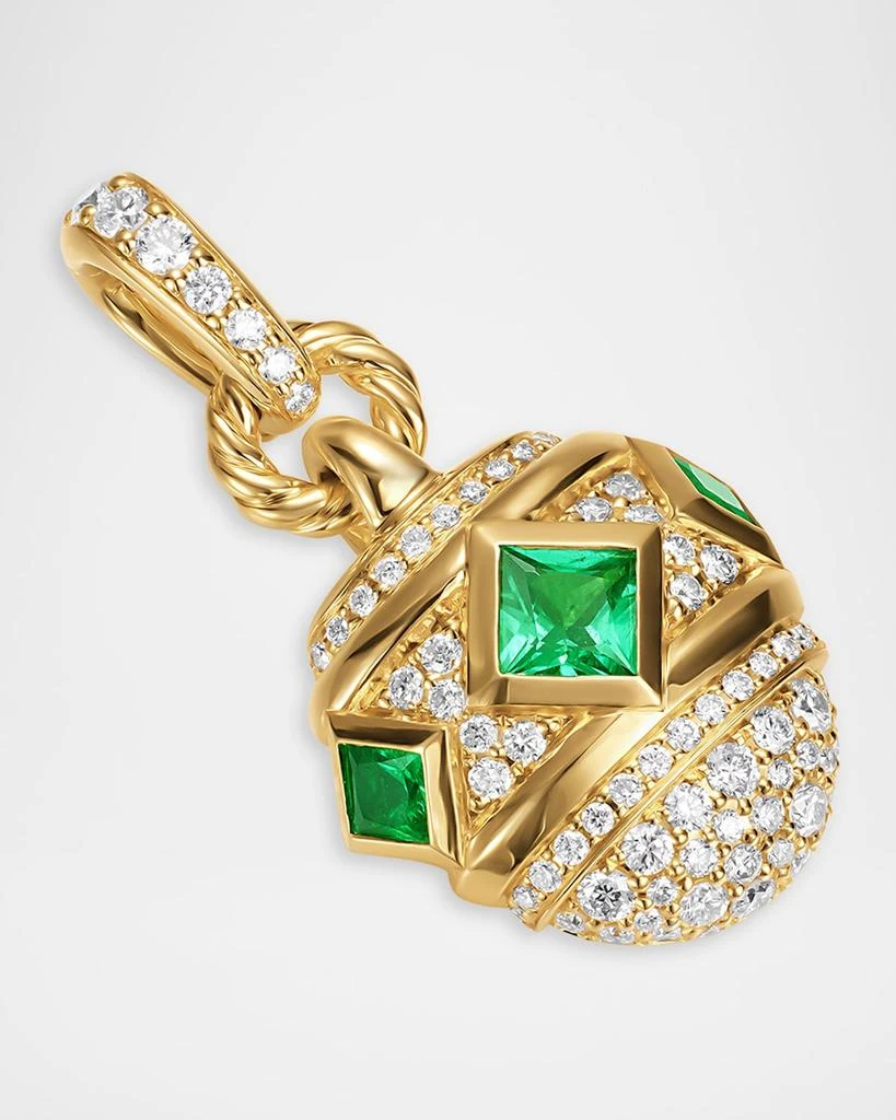 David Yurman Renaissance Pave Amulet with Emeralds and Diamonds in 18K Gold, 26mm 3