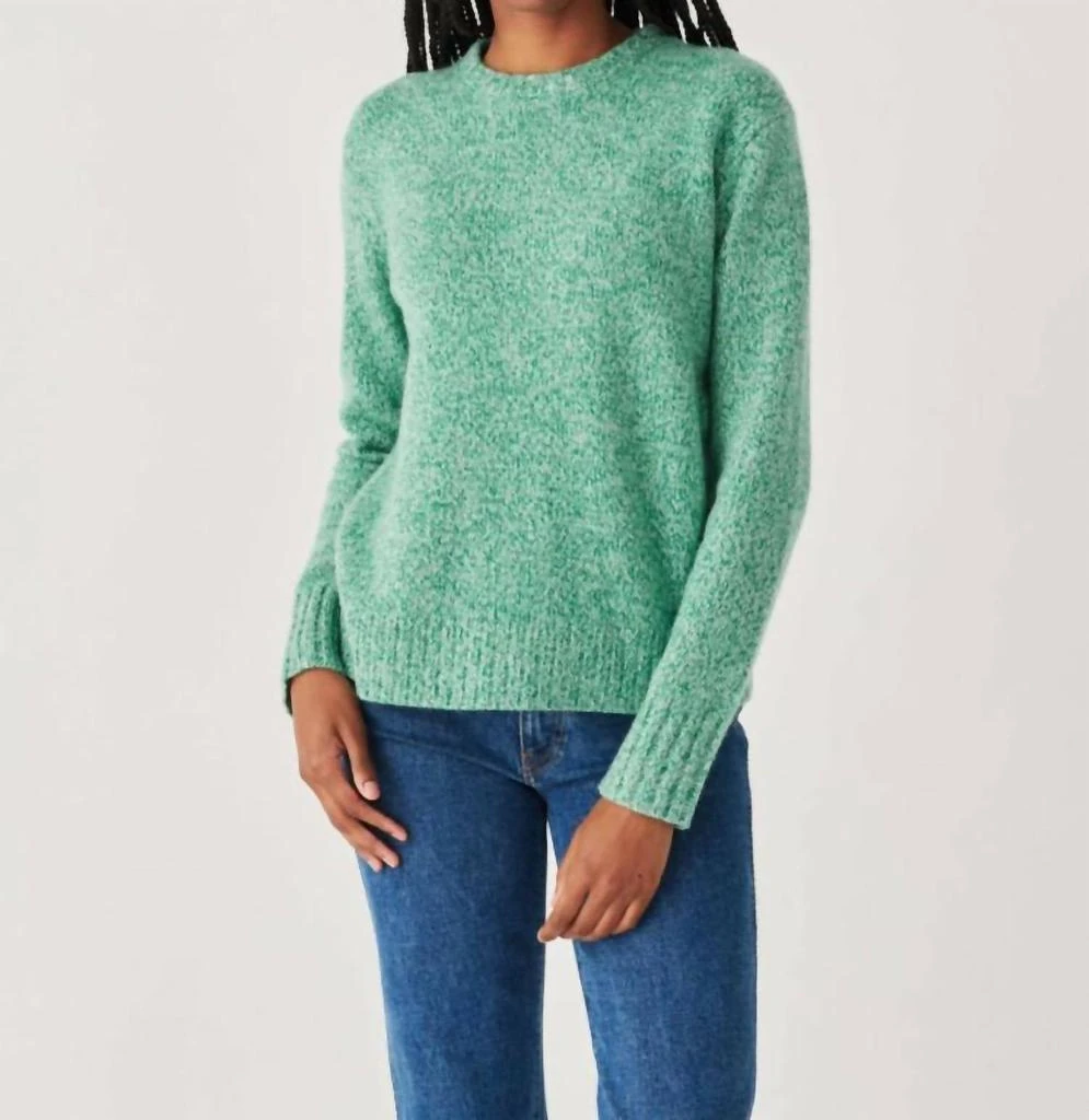 White + Warren Cashmere Luxe Marl Crewneck Top In Green Marl 1