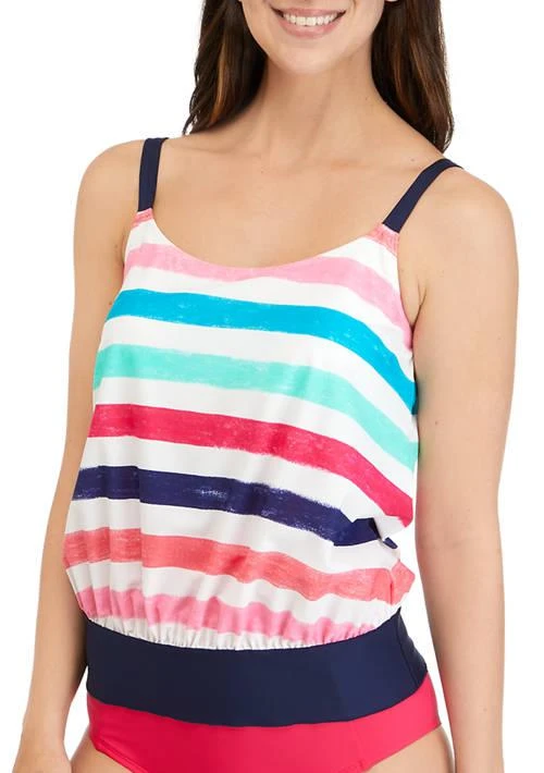 Kim Rogers® Rogers Sketchy Stripe Blouson Tankini Swim Top 1