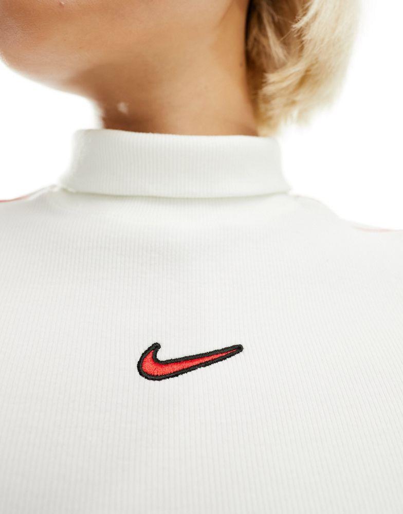 Nike Nike Streetwear mock neck long sleeve t-shirt in off white and red