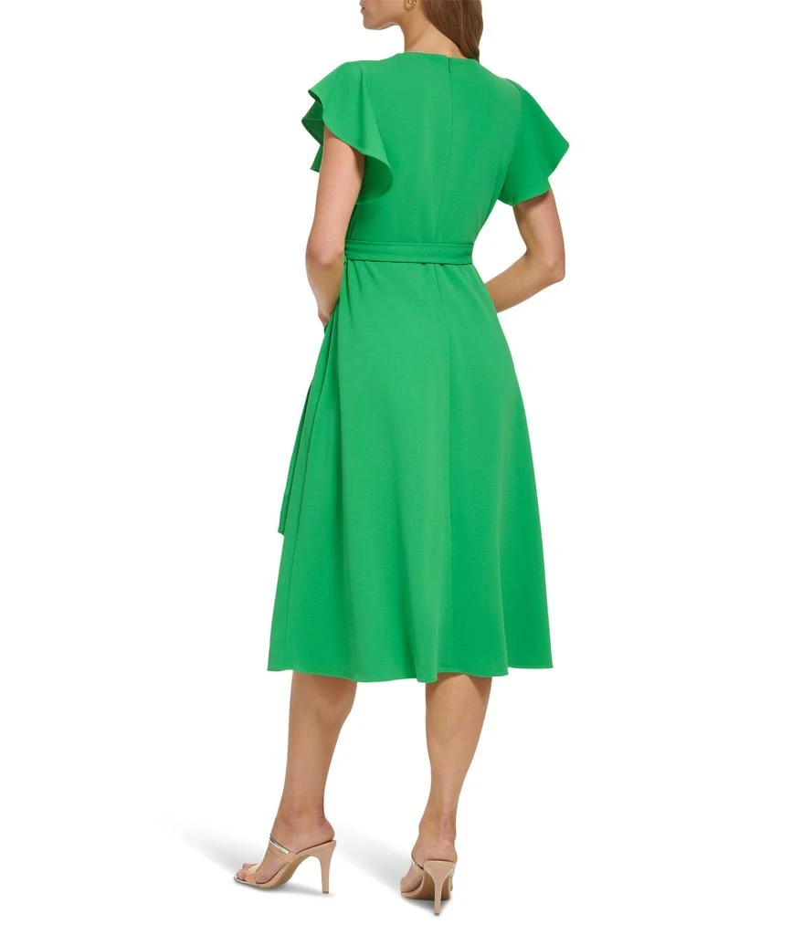 DKNY Flutter Sleeve Faux Wrap Scuba Crepe Dress 3