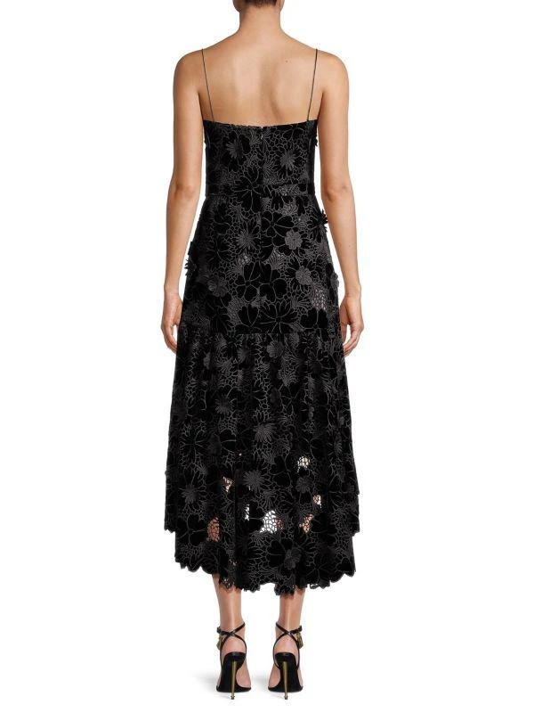 UNGARO Alexa Floral Velvet Midi-Dress 2