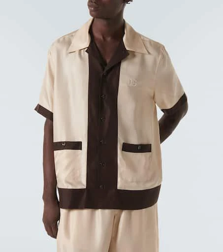 Dolce 
Gabbana Logo silk twill bowling shirt 3