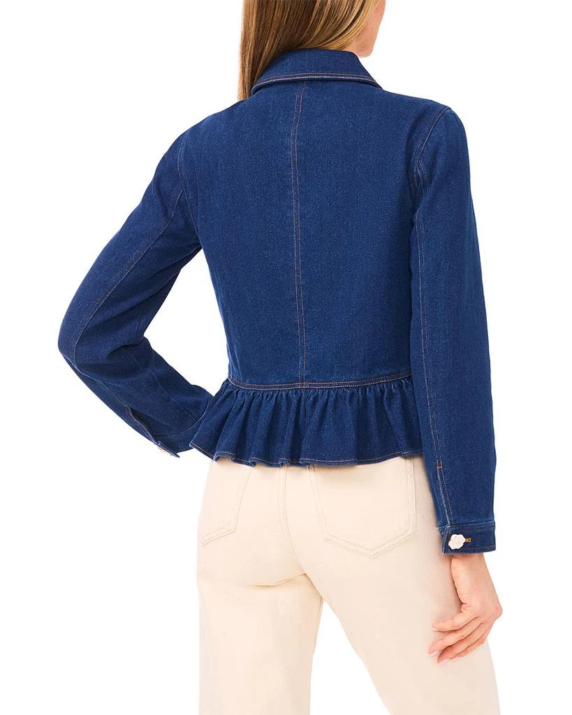 CeCe Long Sleeve Collared Peplum Denim Jacket 3