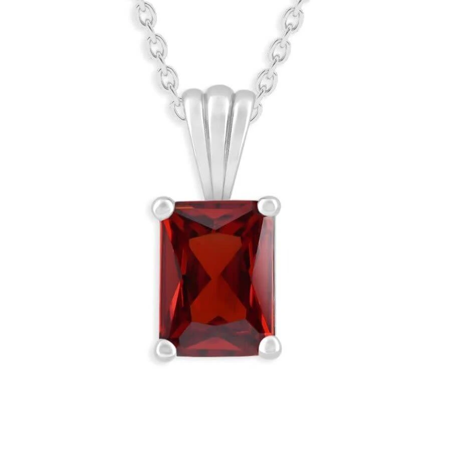 Belacqua Garnet January Birthstone Emerald Pendant Necklace in Sterling Silver 3