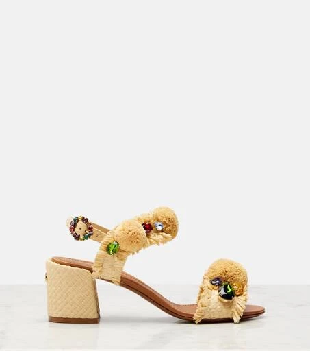 Dolce
Gabbana Embellished raffia-effect sandals 4