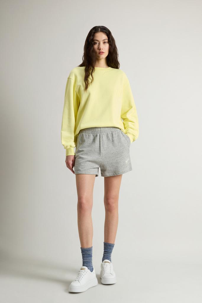 Woolrich Shorts in Pure Cotton Mouliné Fleece with Logo - Women - Gray
