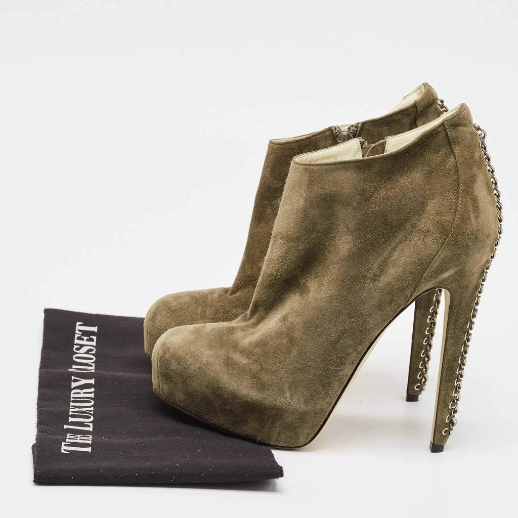 Brian Atwood Brian Atwood Olive Green Suede Chain Embellished Booties Size 38.5 9