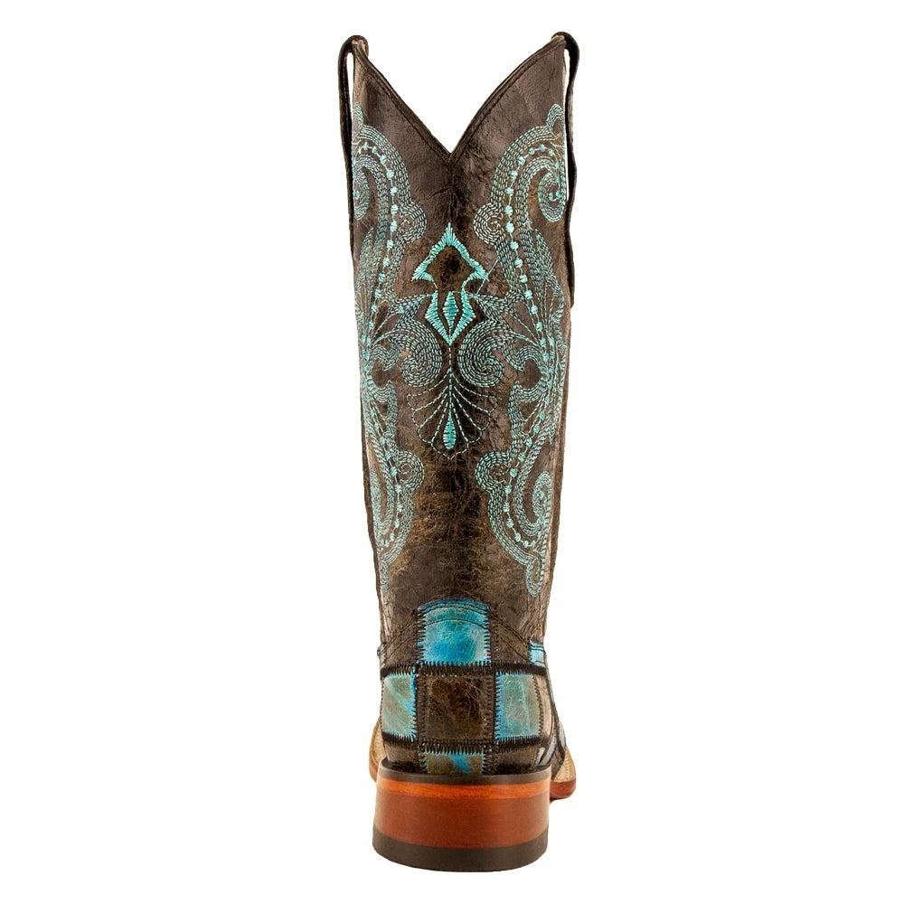 Ferrini Patchwork Embroidered Square Toe Cowboy Boots 3