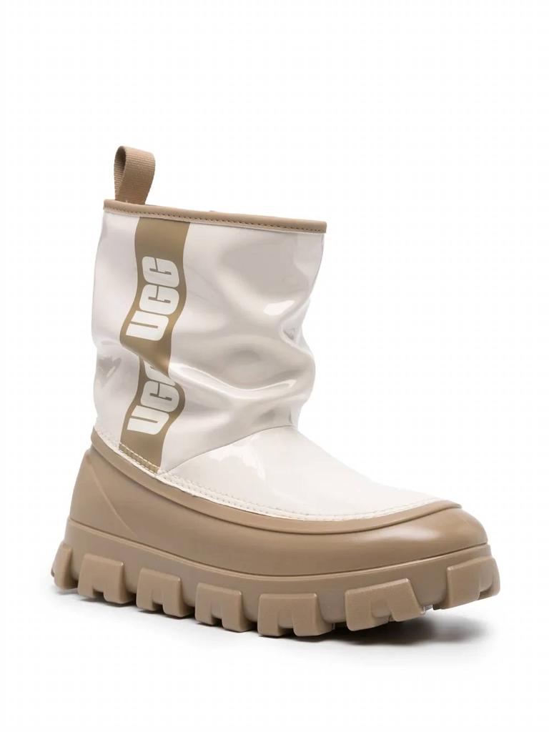 UGG Women's Classic Brellah Mini Waterproof Bootie In White,/ Beige