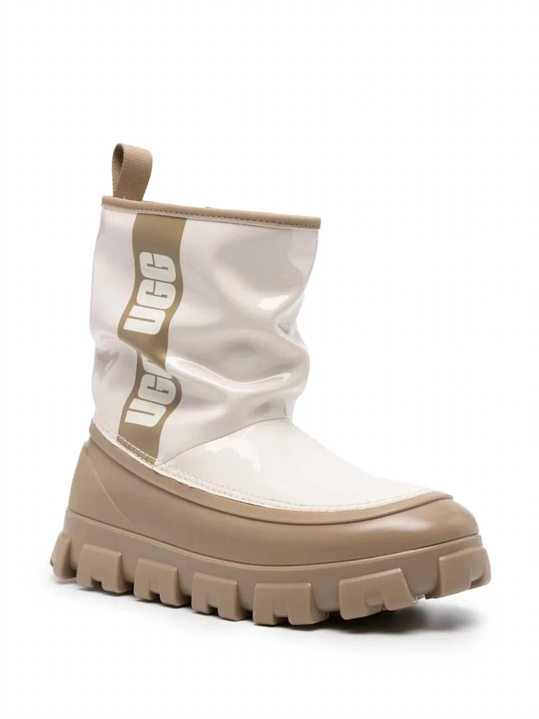 UGG Women's Classic Brellah Mini Waterproof Bootie In White,/ Beige 1